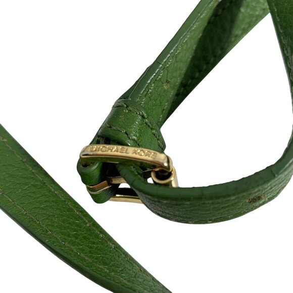 Michael Kors Crossbody Bag, Small, Green w/ Gold Buckle & Hardware, Adjustable - Picture 9 of 16